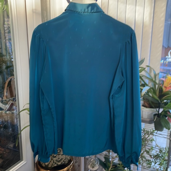 Vintage Teal Blouse, size 10 - Picture 5 of 5